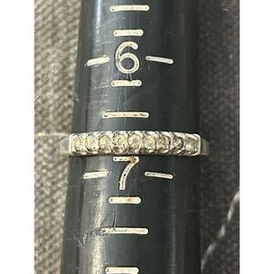 Vintage Uncas Mfg Sterling Silver Art Deco Ring Size 6.75 Clear Stones 925 #404